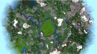 A plains biome surrounded by mountain biomes in Minecraft. (Image via Minecraft & Chill/YouTube)